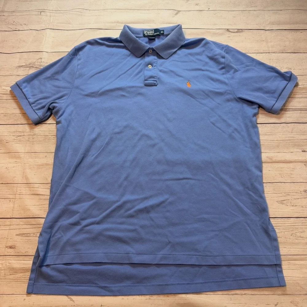 Polo Ralph Lauren‎ Short Sleeve 100% Cotton Blue Polo Shirt Men's Size XL